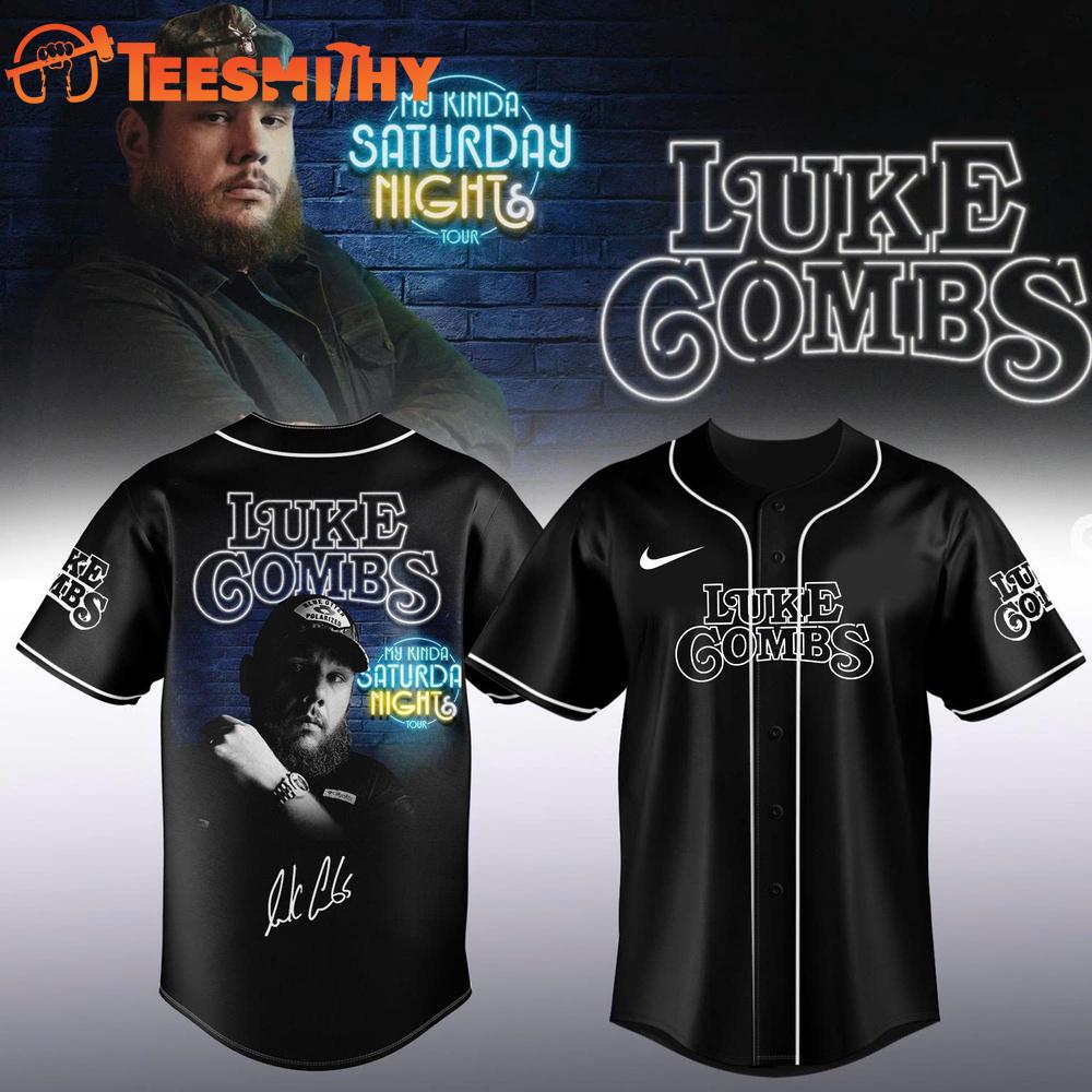 Luke Combs My Kinda Saturday Night Tour 2026 Limited Edition Signature Black Baseball Jersey