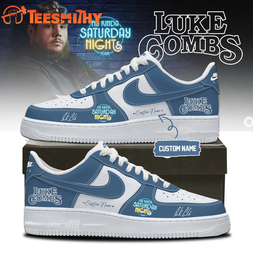 Luke Combs My Kinda Saturday Night Tour 2026 Signature Blue Air Force 1 Shoes