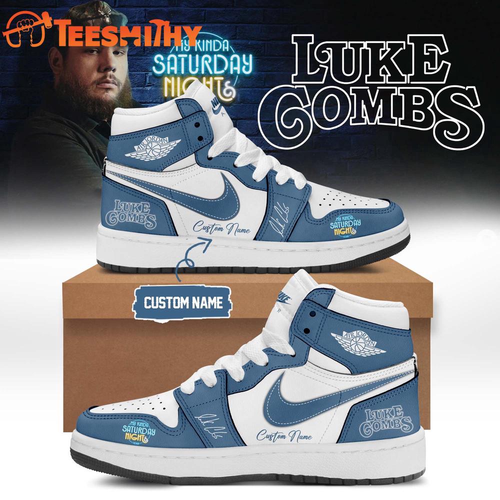 Luke Combs My Kinda Saturday Night Tour 2026 Signature Blue Air Jordan 1 Shoes