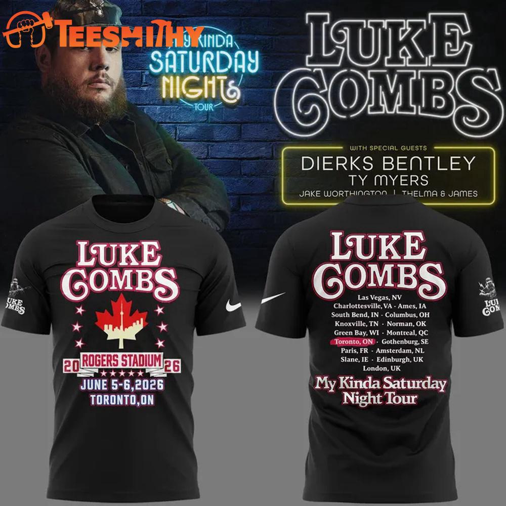 Luke Combs My Kinda Saturday Night Tour Rogers Stadium 2026 Black T Shirt