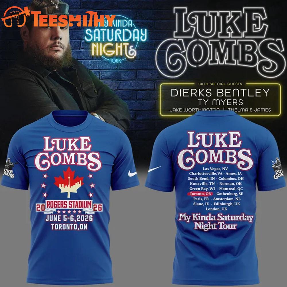 Luke Combs My Kinda Saturday Night Tour Rogers Stadium 2026 Blue T Shirt