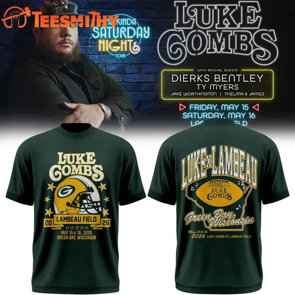 Luke Combs x Green Bay Packers My Kinda Saturday Night Tour 2026 Limited Edition T Shirt
