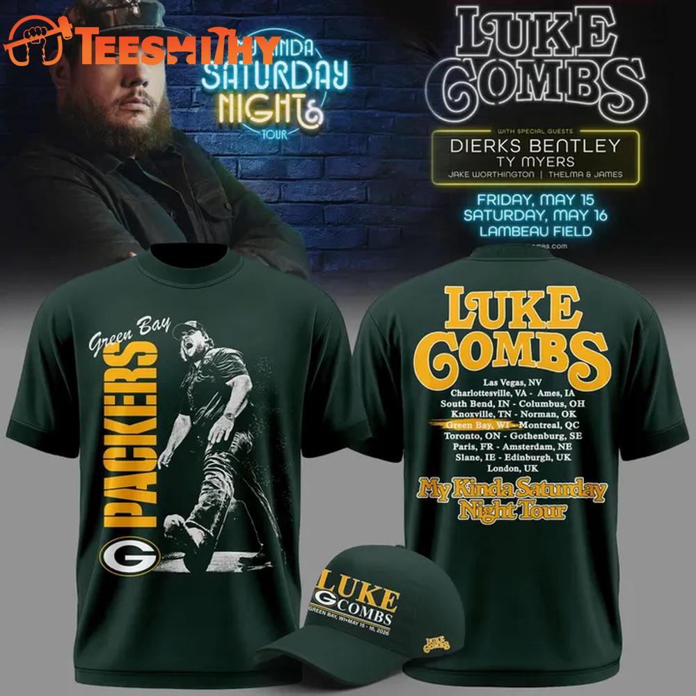 Luke Combs x Green Bay Packers My Kinda Saturday Night Tour 2026 New Design T Shirt