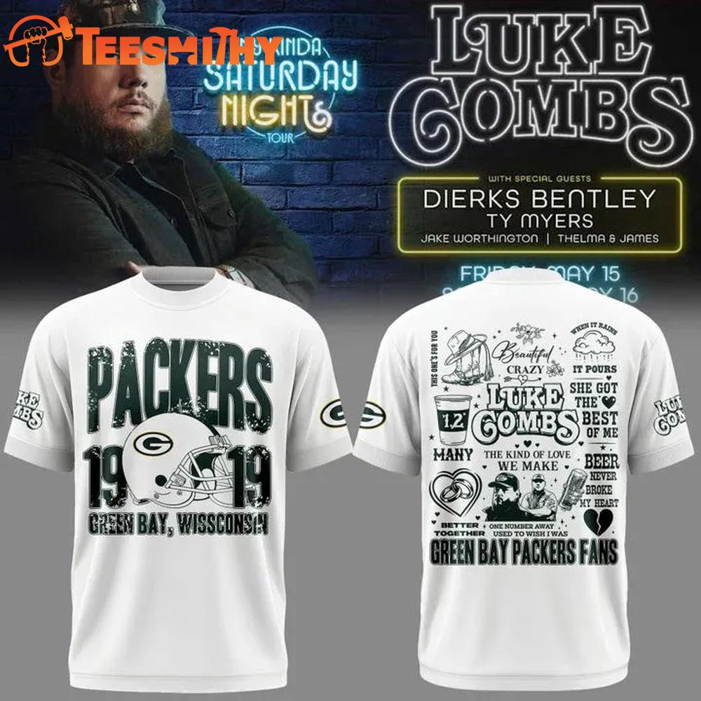 Luke Combs x Green Bay Packers Tour 2026 White T Shirt