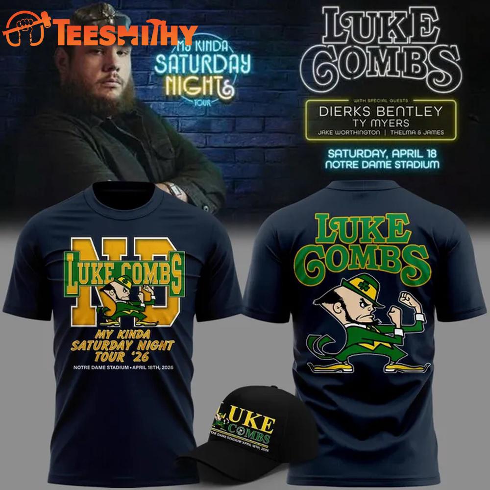Luke Combs x Notre Dame Fighting My Kinda Saturday Night Tour 2026 All Over Print Shirt
