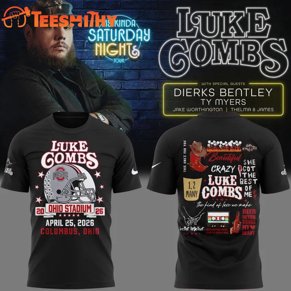 Luke Combs x Ohio State Buckeyes Football 2026 Black T Shirt