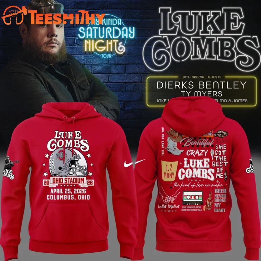 Luke Combs x Ohio State Stadium My Kinda Saturday Night Tour Red Hoodie