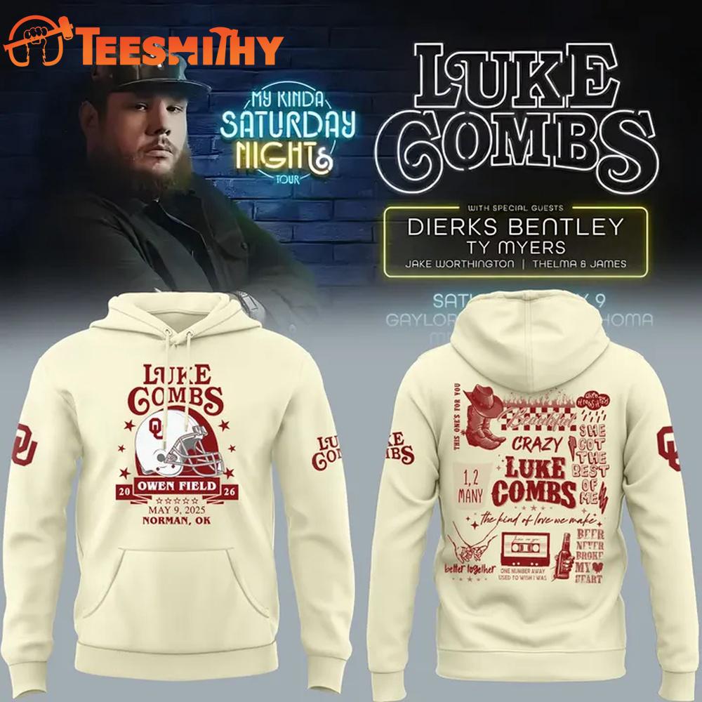Luke Combs x Oklahoma Sooners My Kinda Saturday Night Tour All Over Print Hoodie Shirt