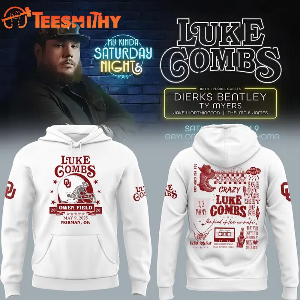Luke Combs x Oklahoma Sooners My Kinda Saturday Night Tour New Edition Hoodie Shirt