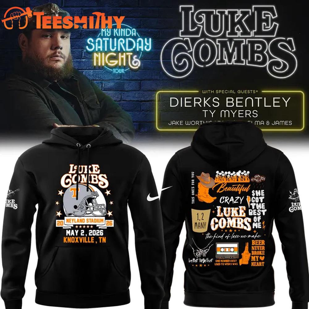 Luke Combs x Tennessee Volunteers My Kinda Saturday Night Tour 2026 Black Hoodie