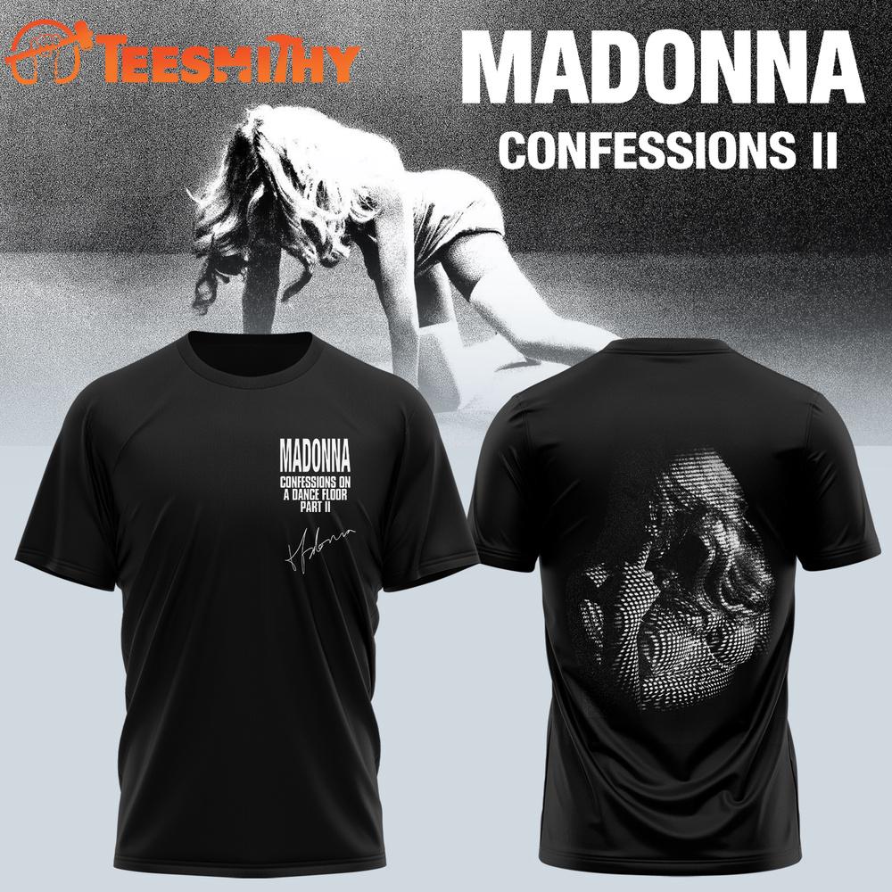 Madonna Confessions II Album 2026 Signature Black T Shirt