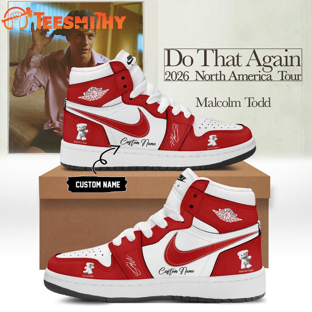 Malcolm Todd Do That Again Tour Signed 2026 Red Air Jordan 1 Hightop Shoes