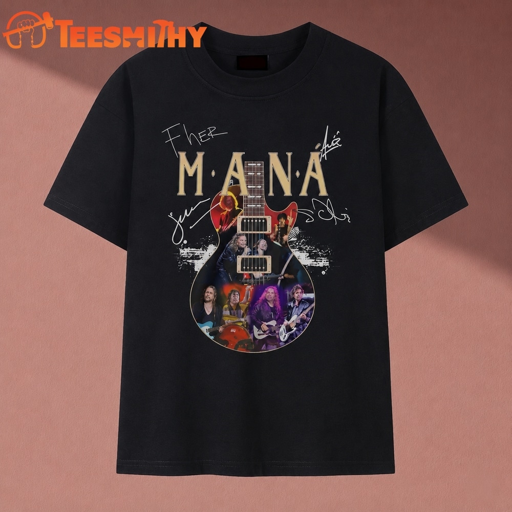 Mana Rock En Espanol Band Guitar Signatures Vintage T Shirt