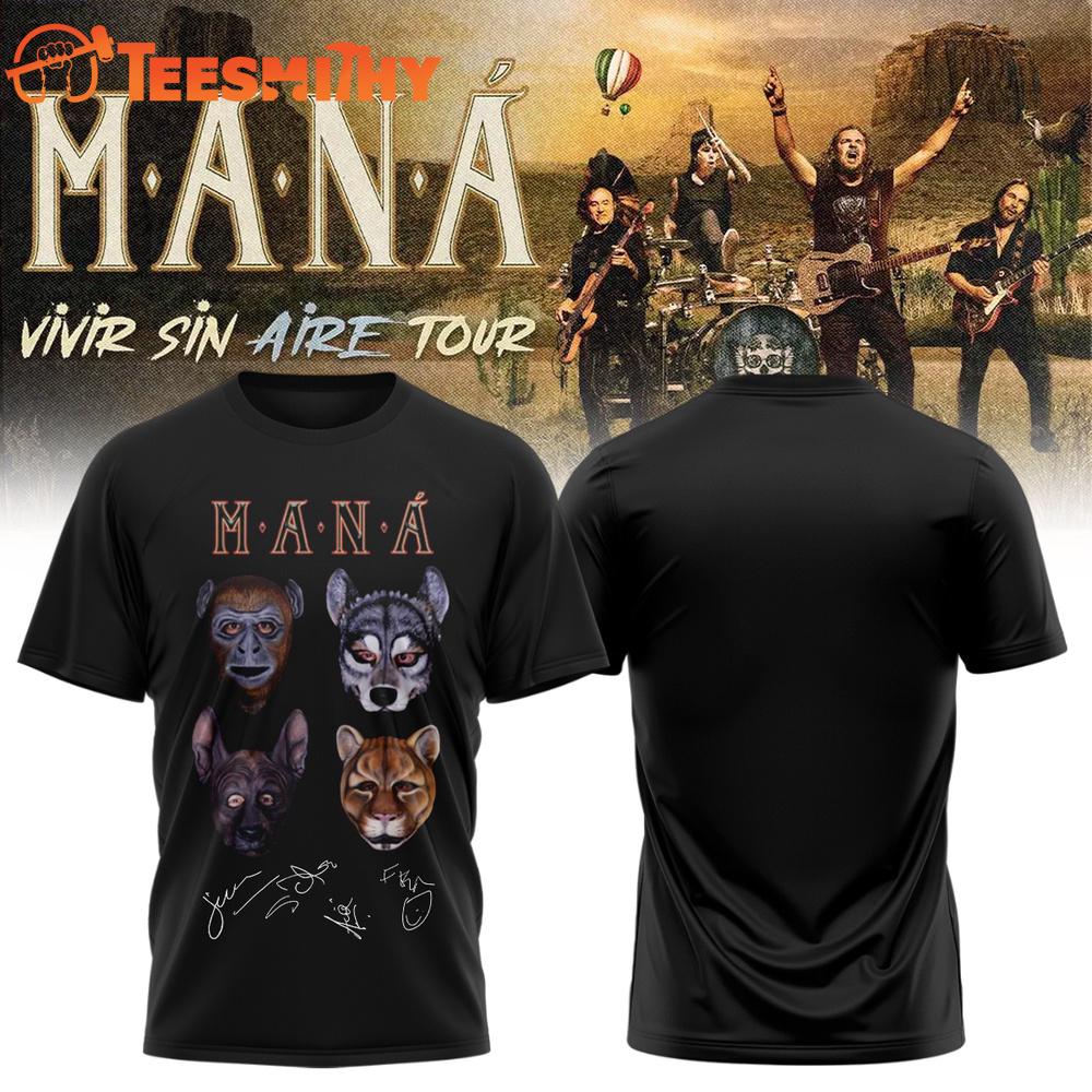 Mana Vivir Sin Aire Tour 2026 Singature Limited Edition T Shirt