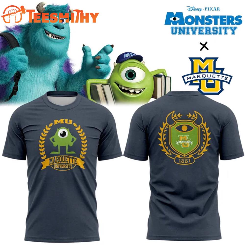Marquette Golden Eagles x Monsters University 2025 3D Shirt Marquette Golden Eagles x Monsters University 2025 3D Shirt