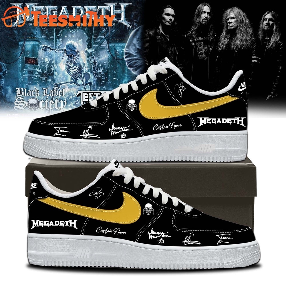 Megadeth 2026 Signed Black Air Force 1 Shoes Sneaker
