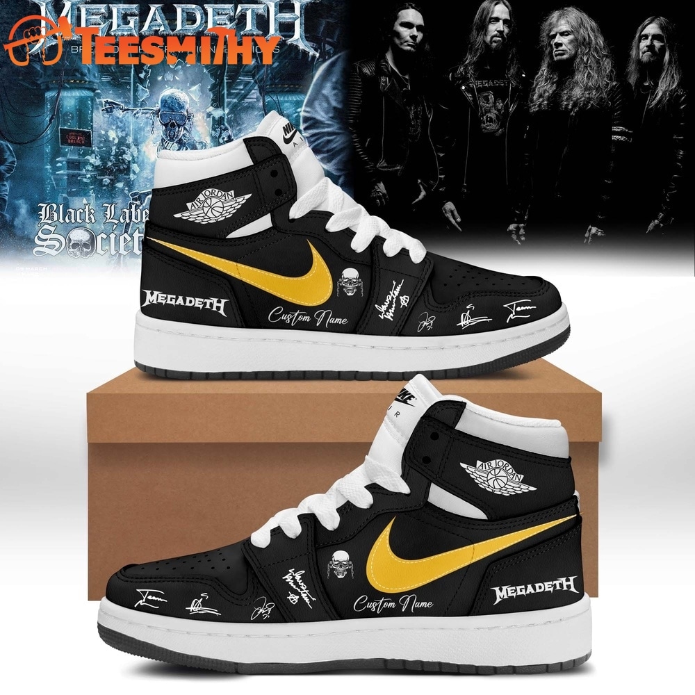 Megadeth 2026 Signed Black Air Jordan 1 Hightop Shoes