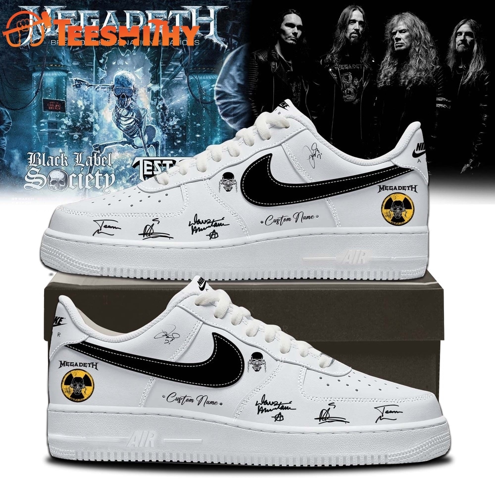 Megadeth 2026 Signed White Air Force 1 Shoes Sneaker