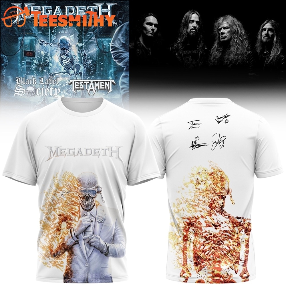 Megadeth Rock Band 2026 Limited Signed White 3D Shirt