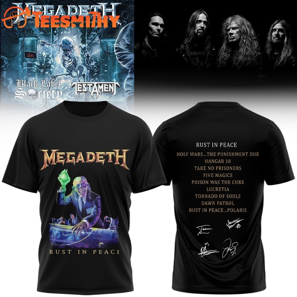 Megadeth Rock Band 2026 Signed New Design T Shirt