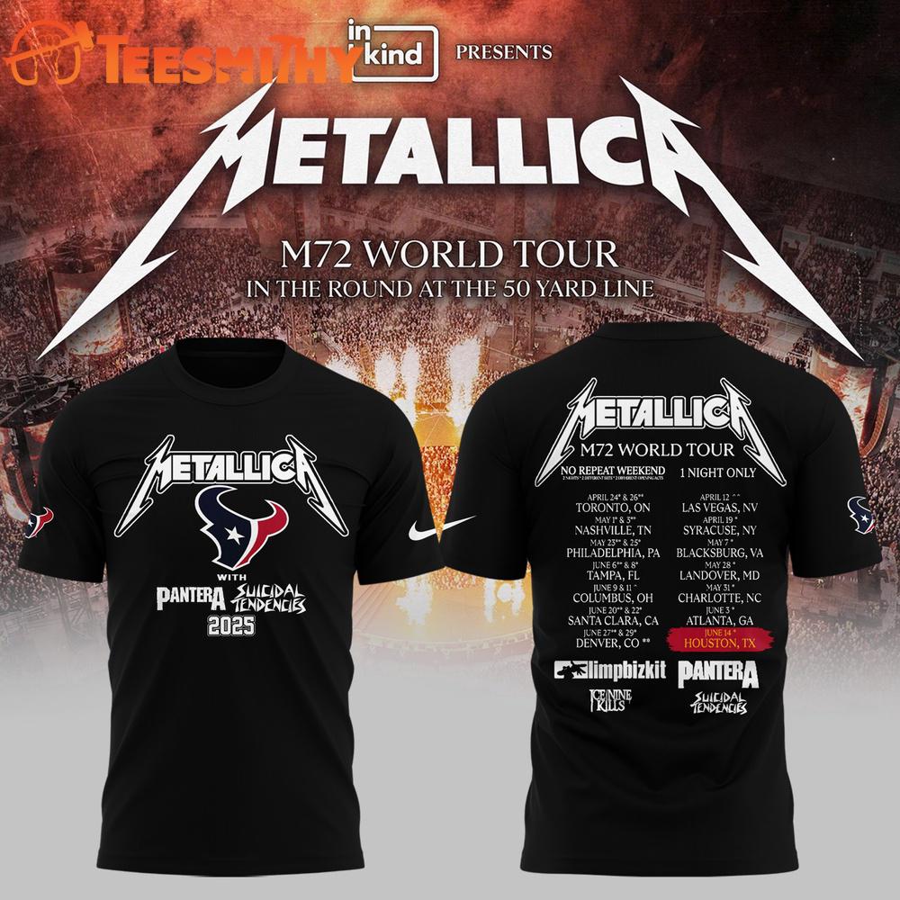 Metallica M72 World Tour x Houston Texans 2025 3D Shirt