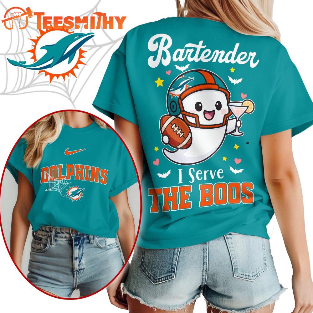 Miami Dolphins 2025 NFL Bartender Halloween Fan All Over Print Shirt Miami Dolphins 2025 NFL Bartender Halloween Fan All Over Print Shirt