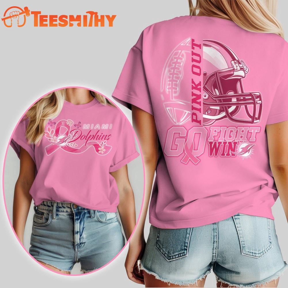 Miami Dolphins 2025 NFL Tackle Breast Cancer Unisex 3D Shirt Miami Dolphins 2025 NFL Tackle Breast Cancer Unisex 3D Shirt