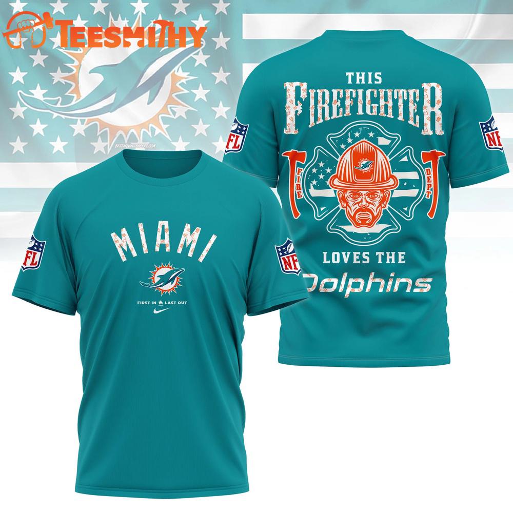 Miami Dolphins 2026 NFL Firefighter Tribute 3D Shirt