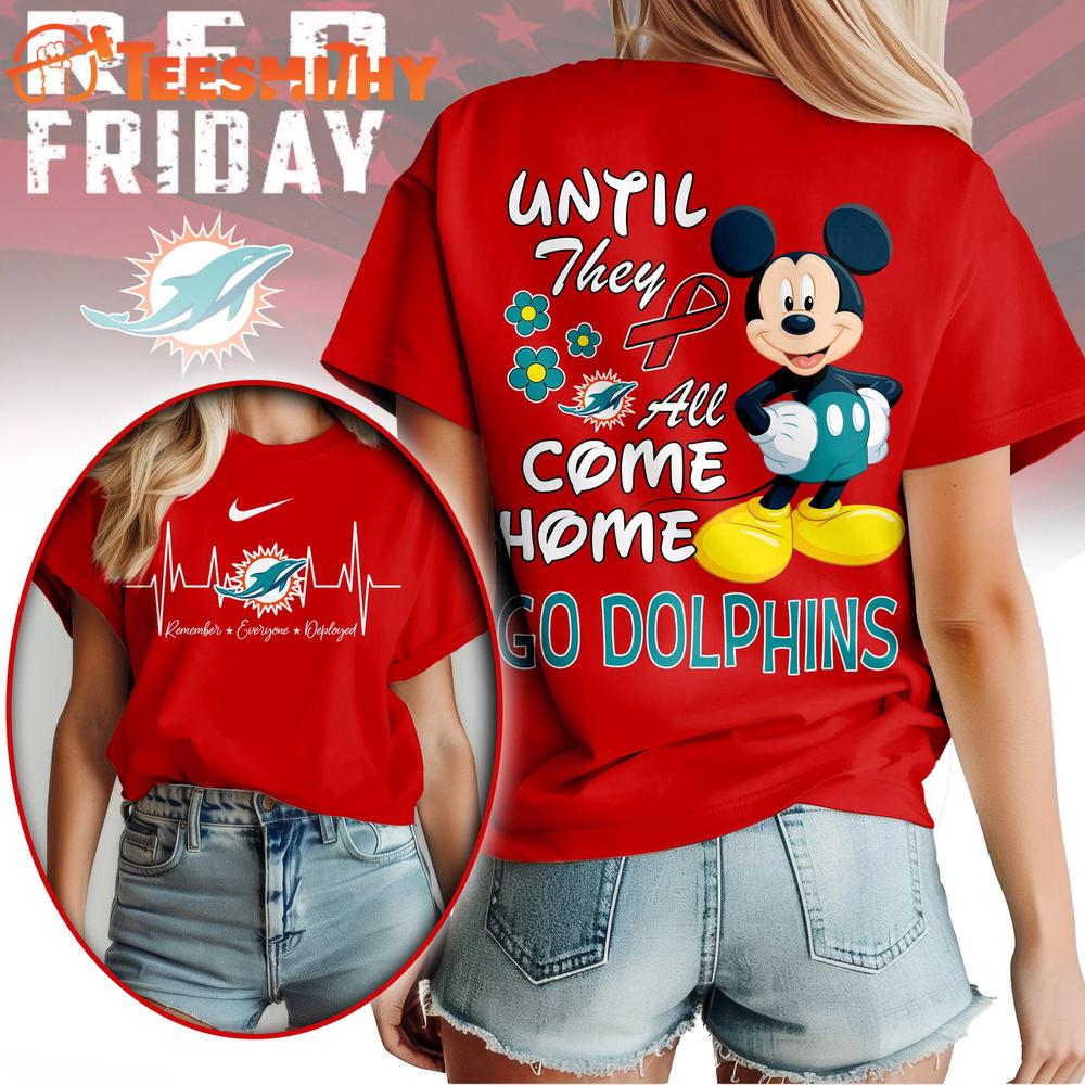 Miami Dolphins 2026 NFL Mickey Red Friday 3D T Shirt