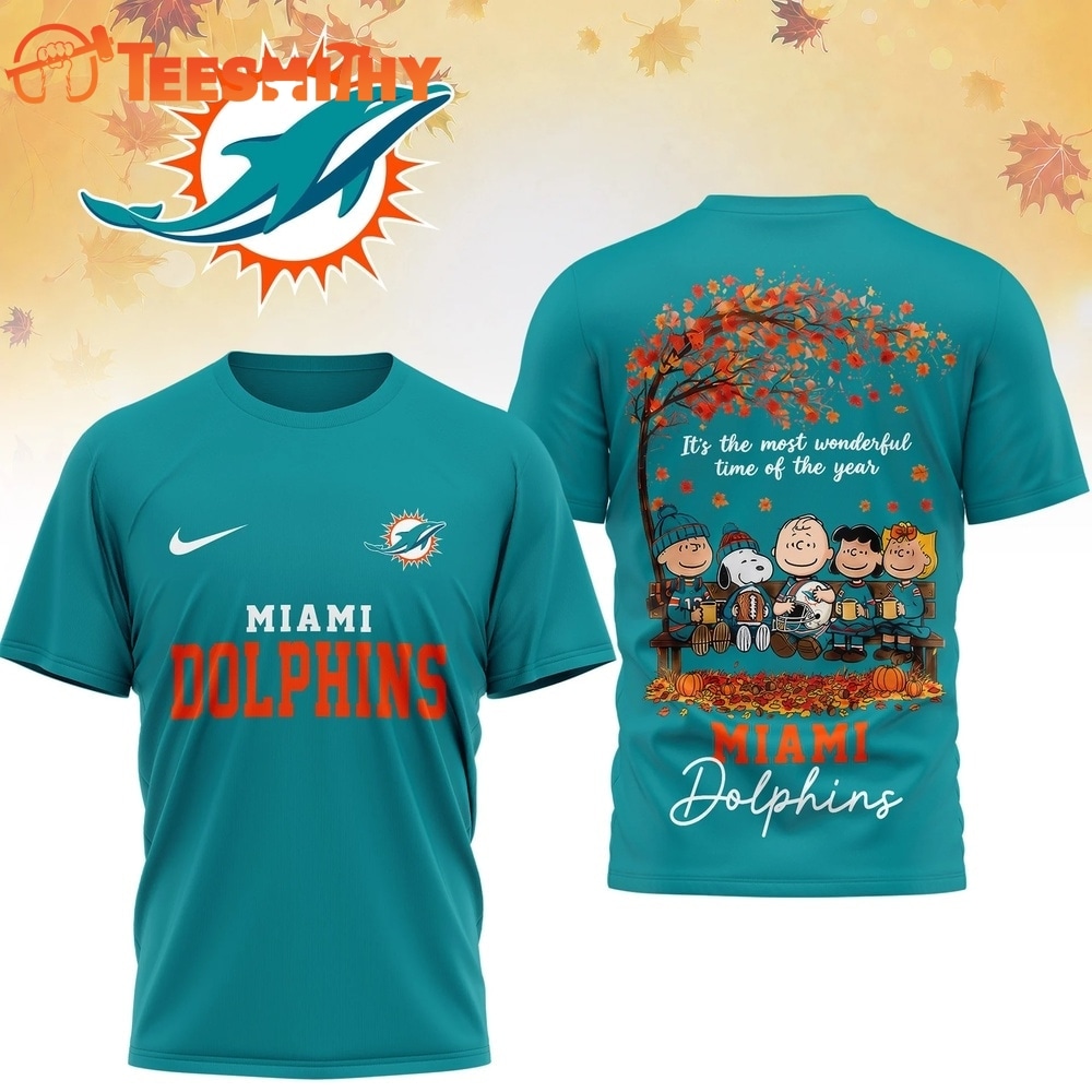 Miami Dolphins 2026 NFL Snoopy Peanut It's the Most Wonderful Time of the Year 3D Shirt