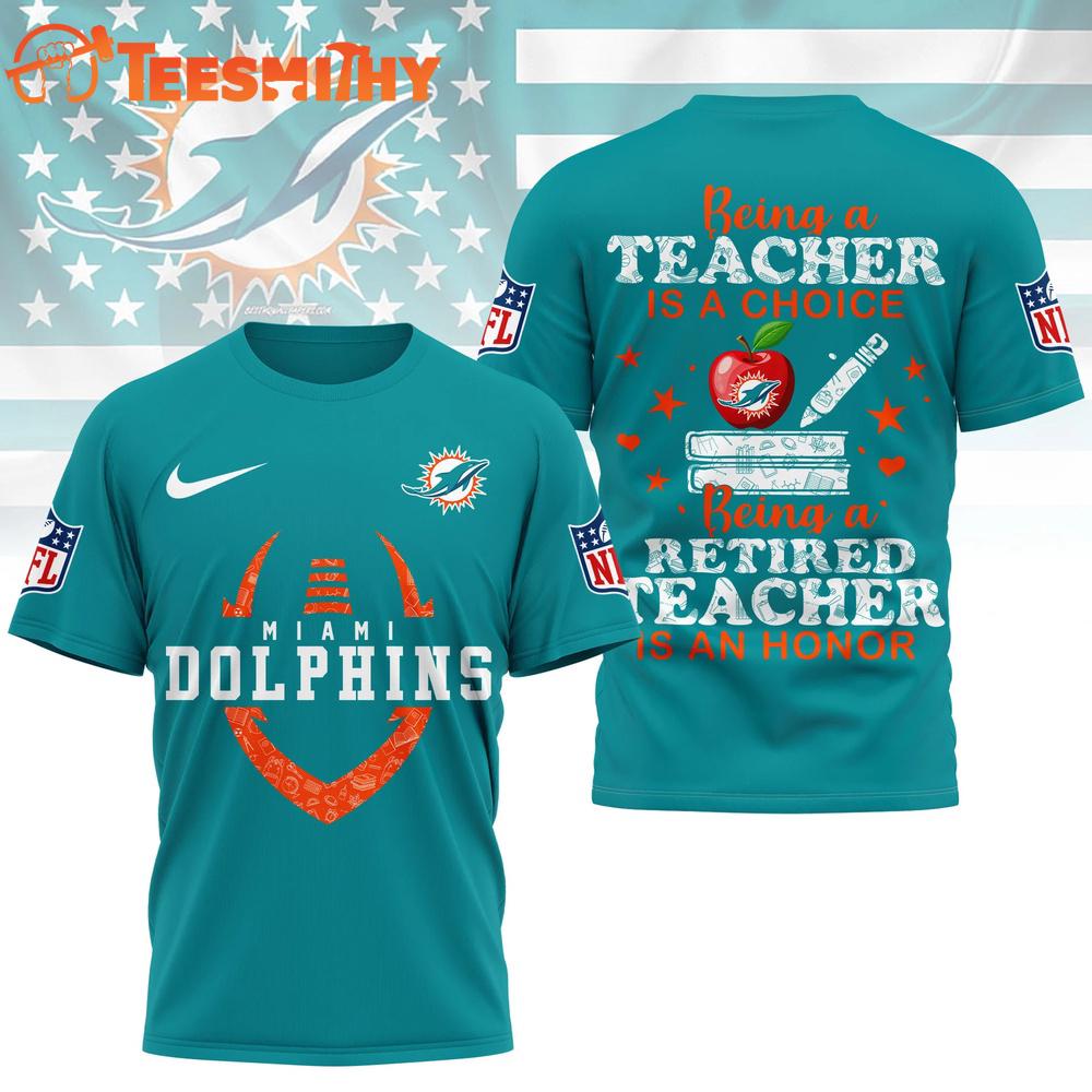 Miami Dolphins 2026 NFL Teacher Honor 3D T Shirt