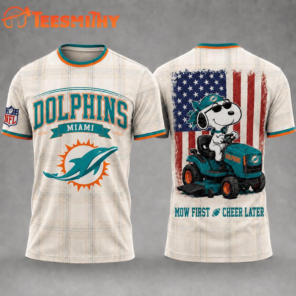 Miami Dolphins Funny Football Snoopy Gardening Lovers 3D T Shirt