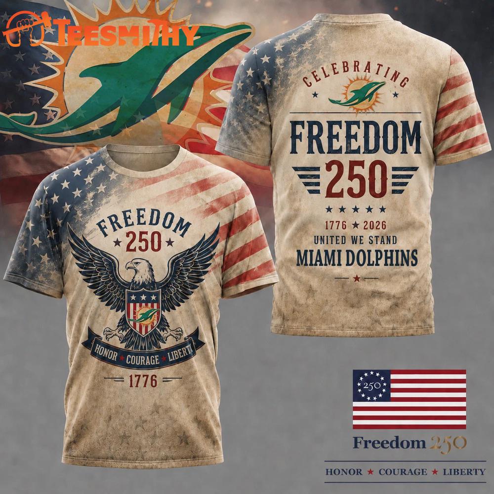 Miami Dolphins NFL Ameica Freedom 250 Patriotic Limited 3D Shirt