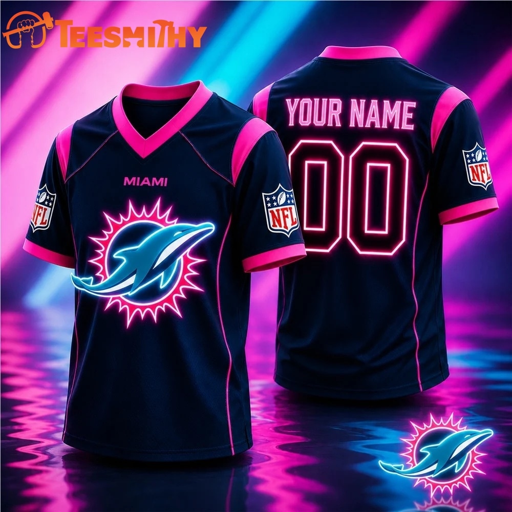 Miami Dolphins NFL Electric Glow Custom Football Jersey