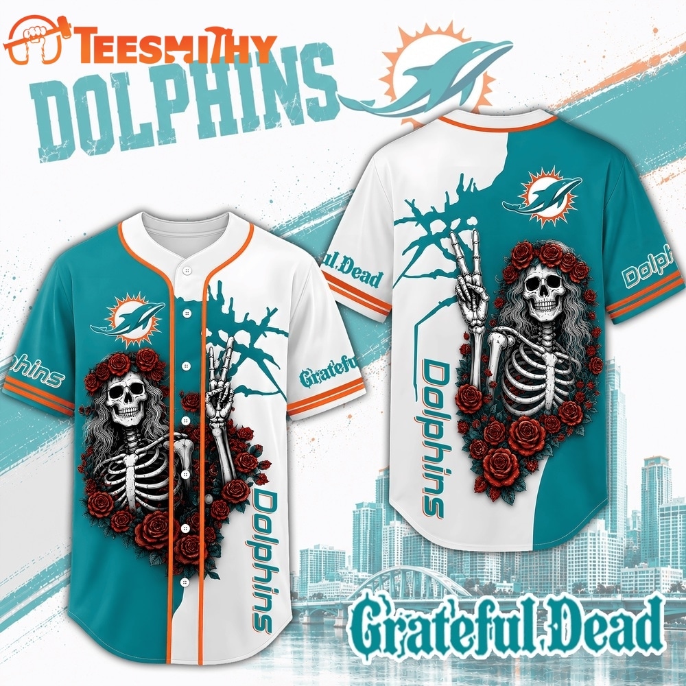 Miami Dolphins NFL Game Day Grateful Dead Baseball Jersey Shirt