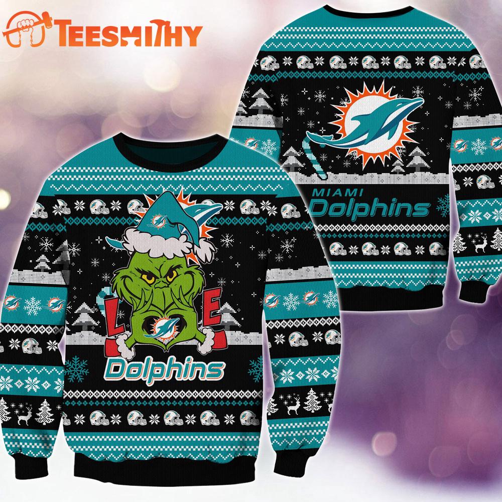 Miami Dolphins NFL Grinch Football Limited Ugly Christmas Sweater