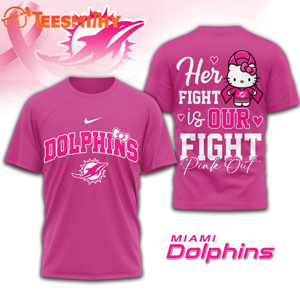 Miami Dolphins NFL Her Fight Is Our Fight x Hello Kitty 3D Shirt Miami Dolphins NFL Her Fight Is Our Fight x Hello Kitty 3D Shirt
