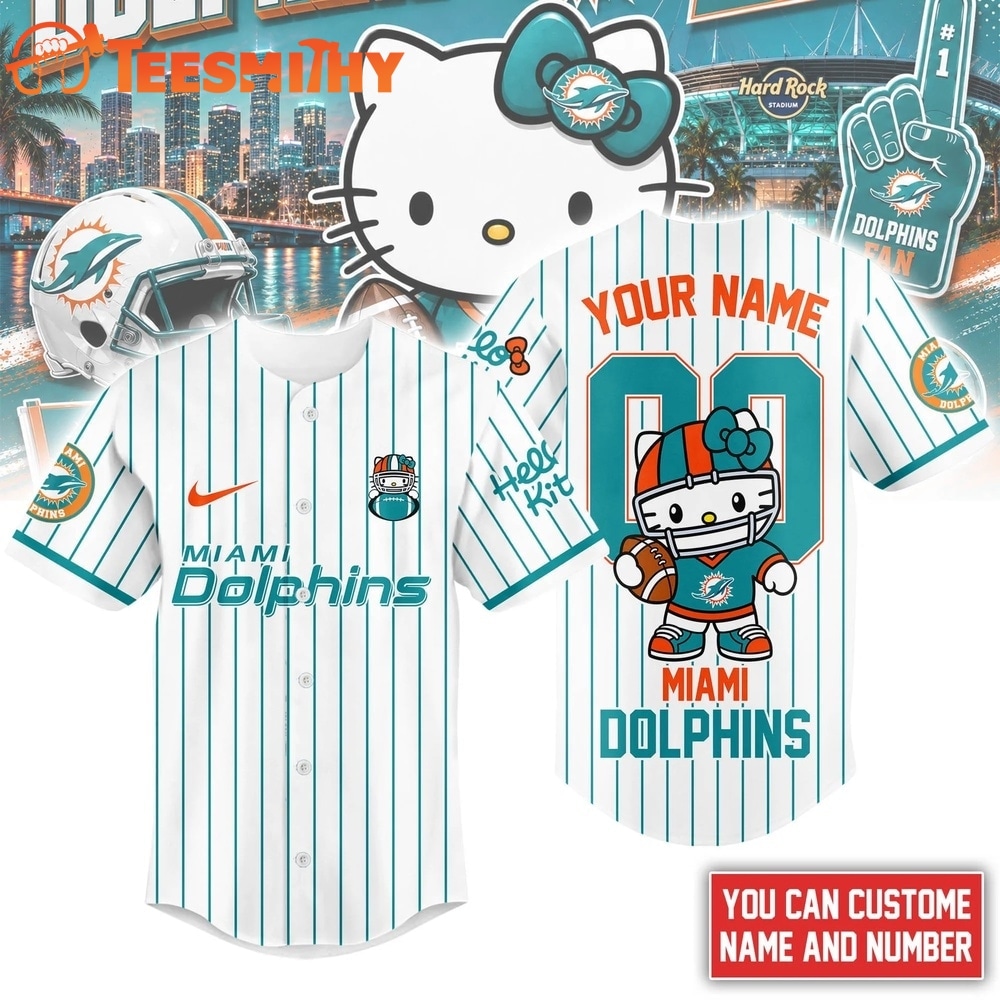 Miami Dolphins NFL Kitty Game Day Custom Baseball Jersey Shirt