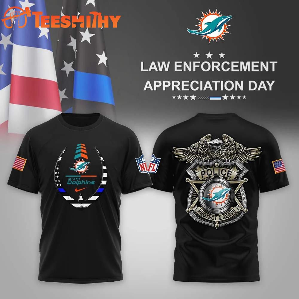 Miami Dolphins NFL Law Enforcement Appreciation Day Black T Shirt