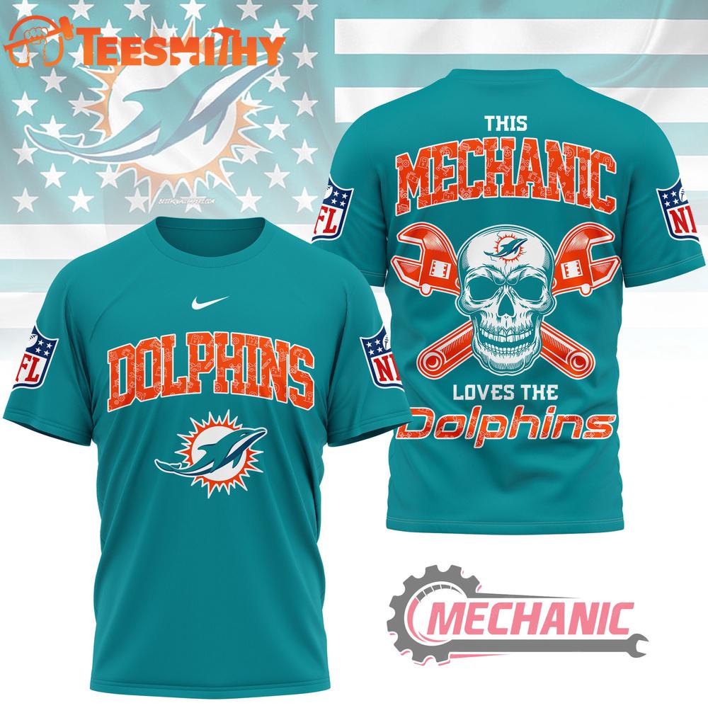 Miami Dolphins NFL Mechanic Loves Football New Design 3D Shirt