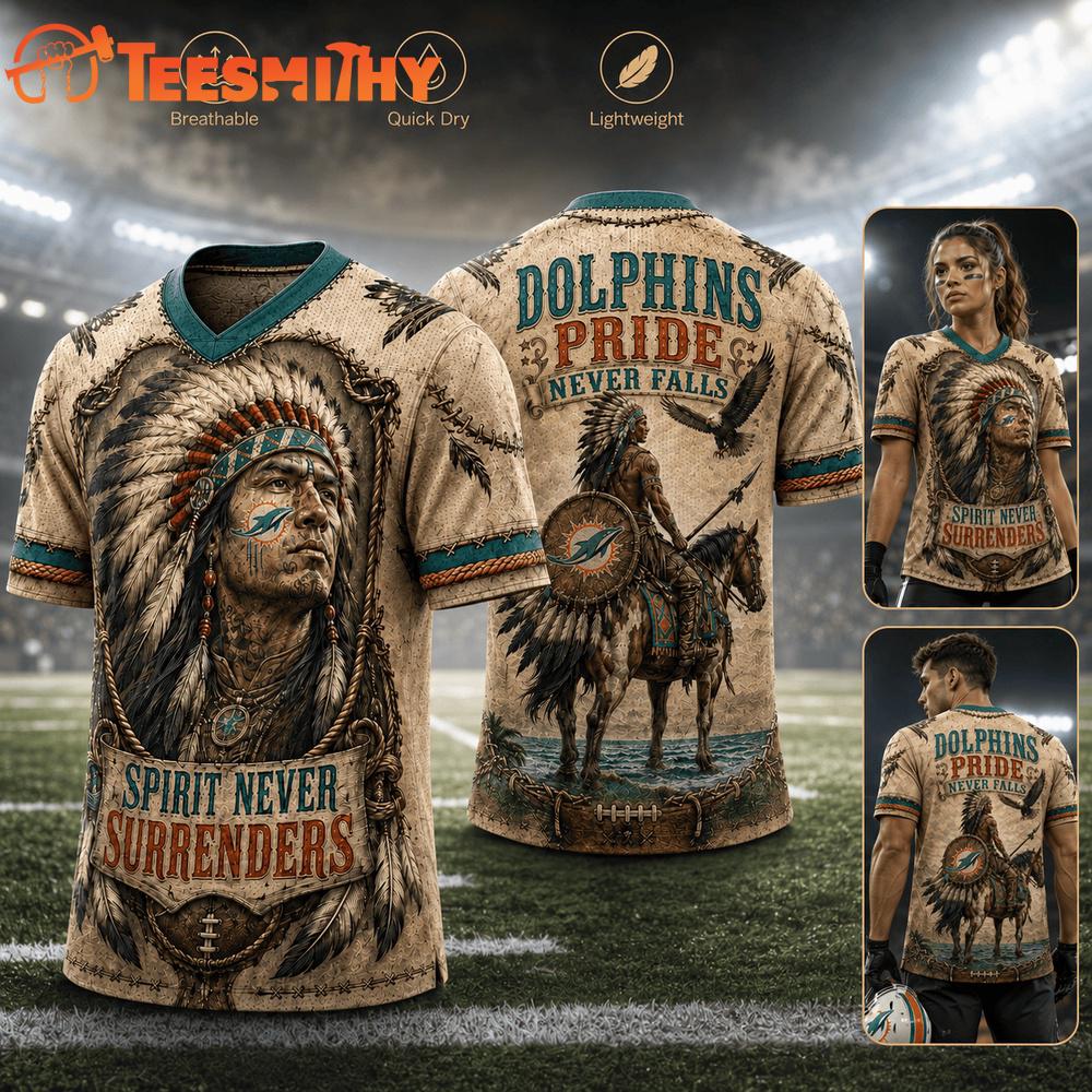 Miami Dolphins NFL Native American Warrior Vintage Game Day Football Jersey