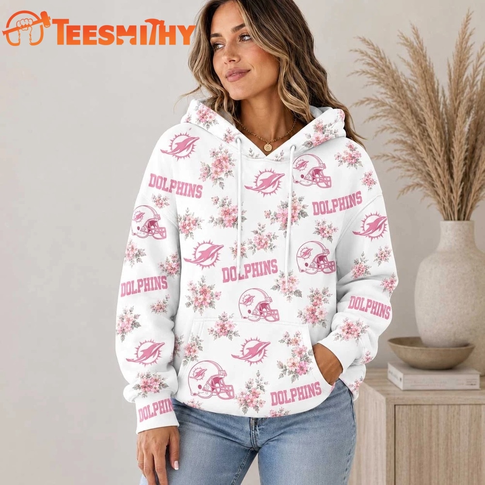 Miami Dolphins NFL Pink Floral Team Pride Hoodie Shirt