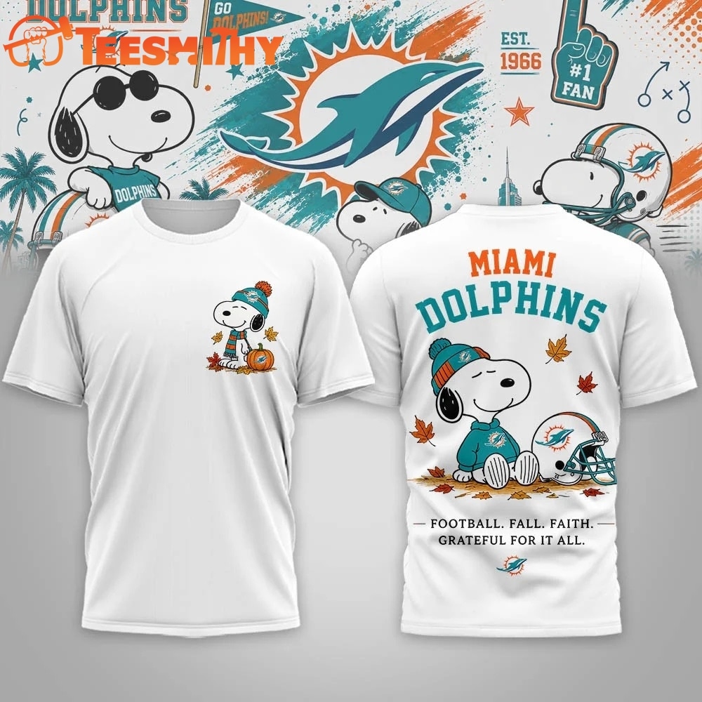 Miami Dolphins NFL Snoopy Fall Game Day Beagle 3D Shirt