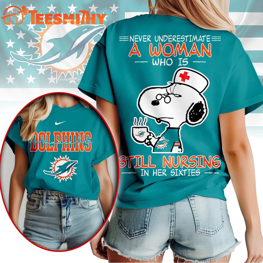 Miami Dolphins NFL Snoopy Never Underestimate A Nurse Unisex T Shirt
