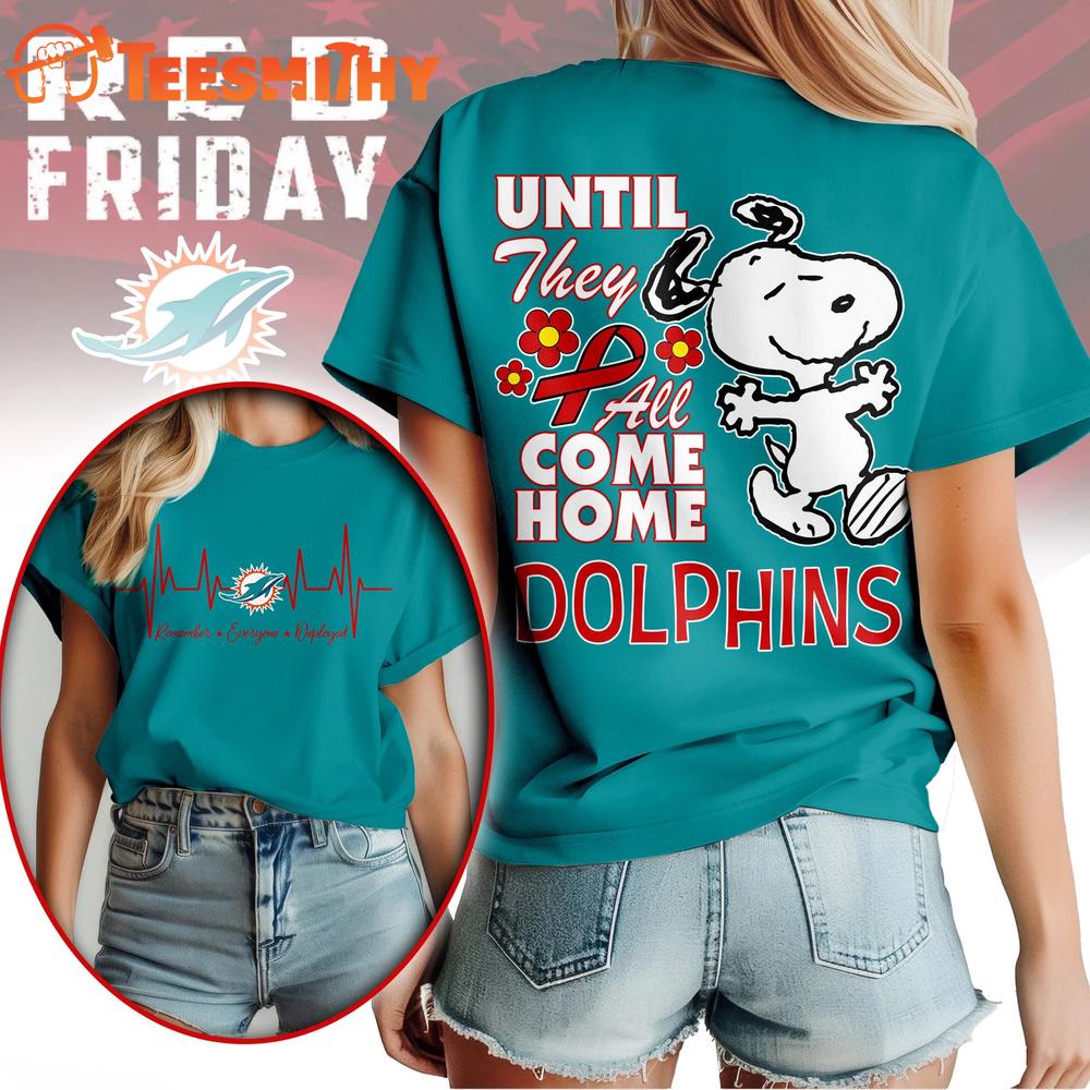 Miami Dolphins NFL Snoopy Red Friday Unisex 3D Shirt
