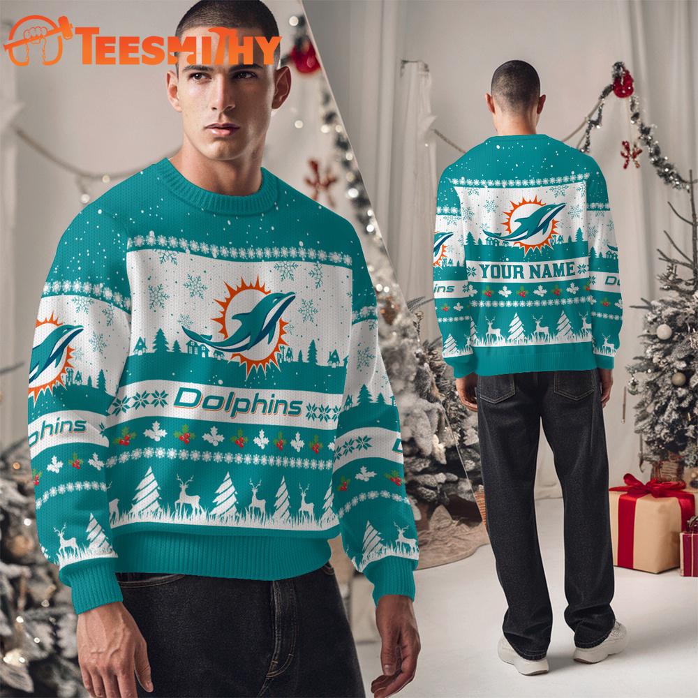 Miami Dolphins NFL Snow Ugly Christmas Sweater Miami Dolphins NFL Snow Ugly Christmas Sweater