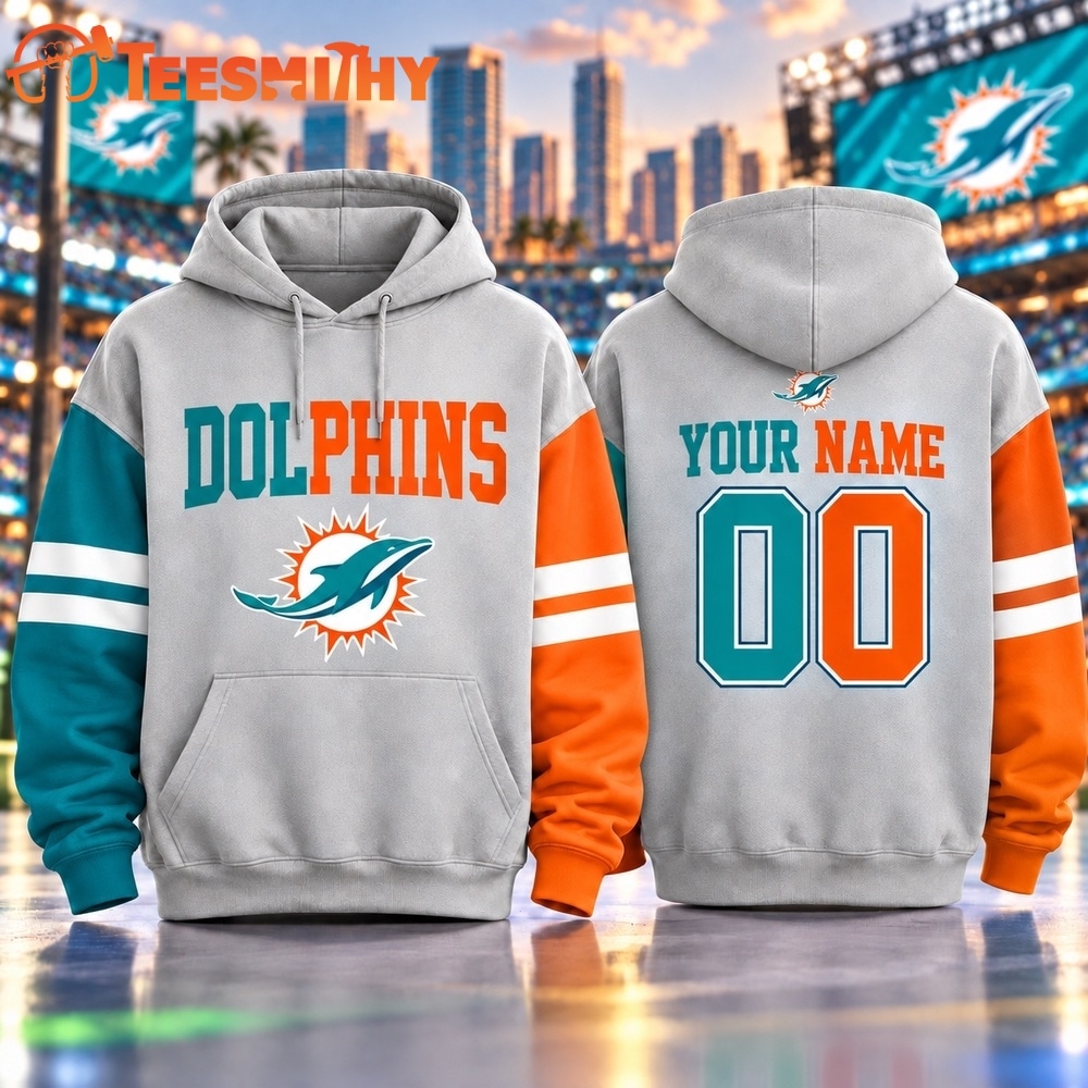 Miami Dolphins NFL Two Tone Colorblock Varsity Hoodie