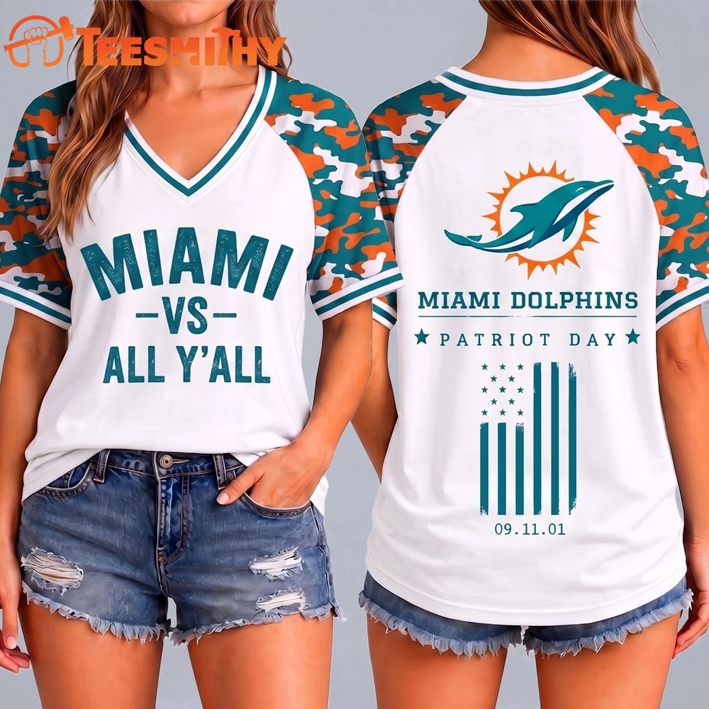 Miami Dolphins NFL vs All Y' All United We Stand V Neck T Shirt