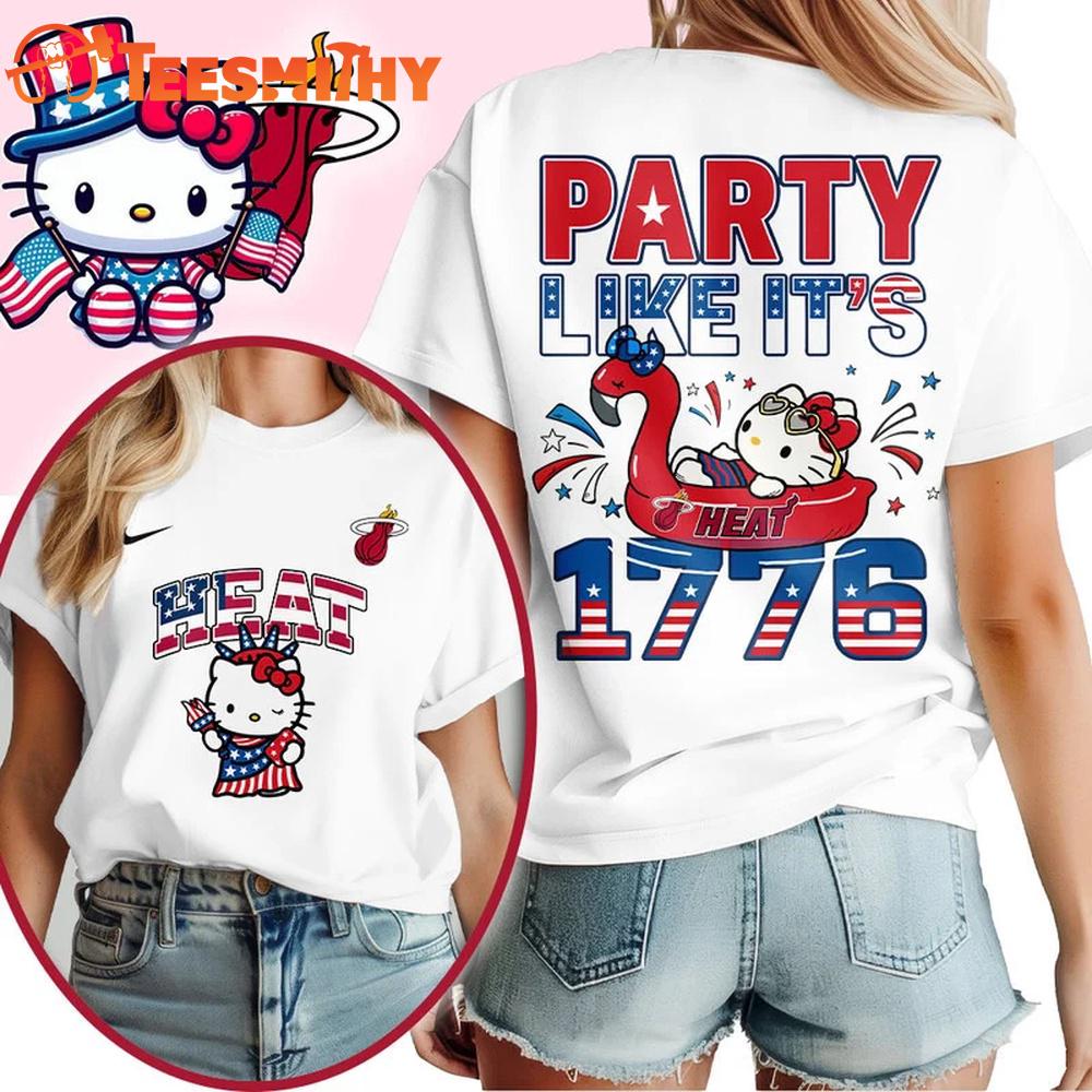 Miami Heat 2026 NBA Hello Kitty Independence Day Unisex 3D Shirt