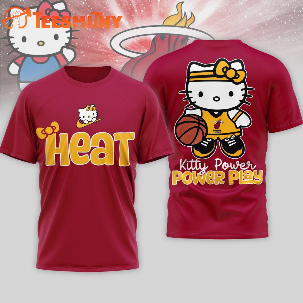 Miami Heat 2026 NBA Hello Kitty Power Play 3D T Shirt